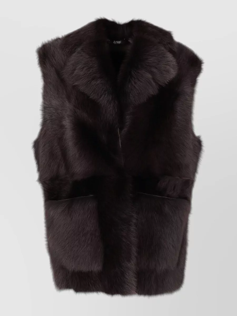 La Rose Faux Fur Long Gilet