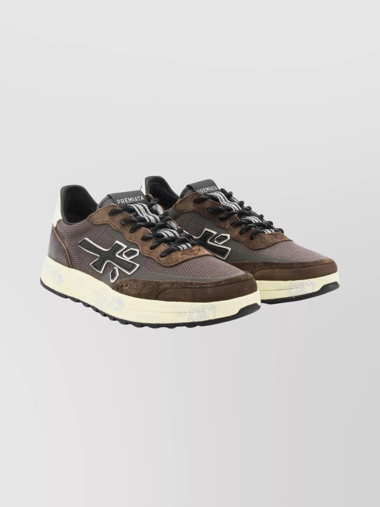 Premiata Casual Low Top Sneakers With Contrast Sole In Multi