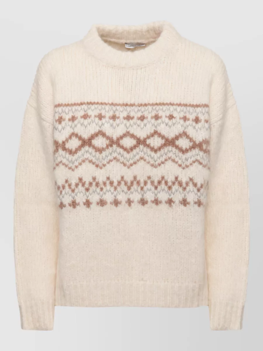 Peserico alpaca-blend high-neck long-sleeve patterned sweatshirt