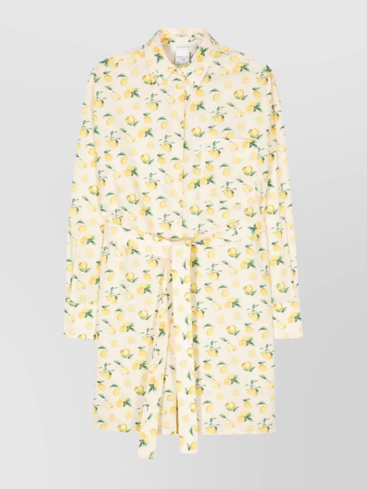 Shop Sportmax Lemon Print Belted Poplin Dress