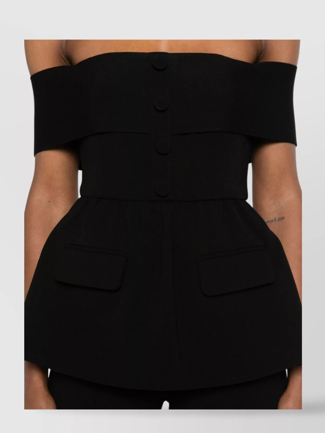Shop Self-portrait Off-the-shoulder Jumpsuit In Crepe