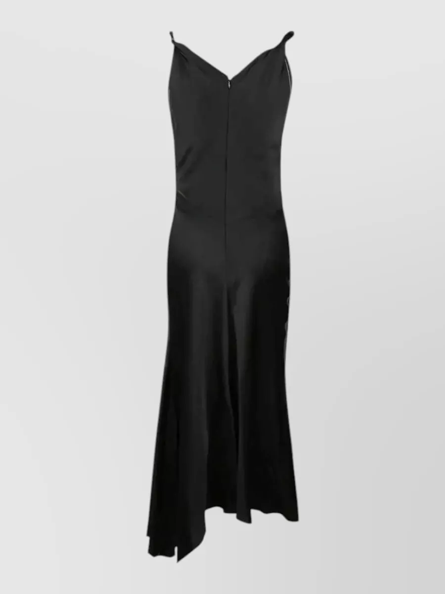 Victoria Beckham Ruffled V-Neck Short-Sleeve Midi Dress