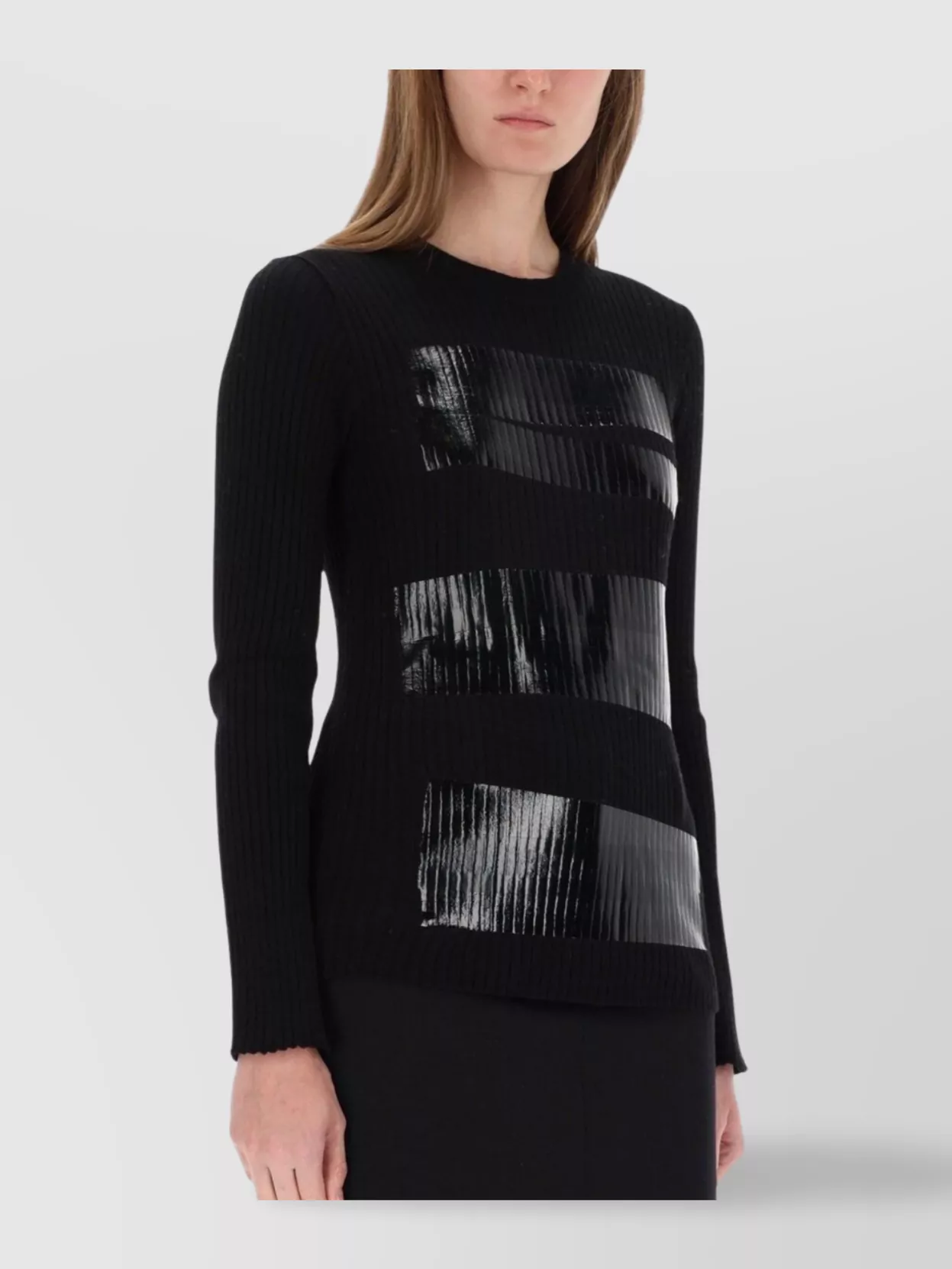 Mm6 Maison Margiela Knitwear With Glossy Panel And Ribbed Texture