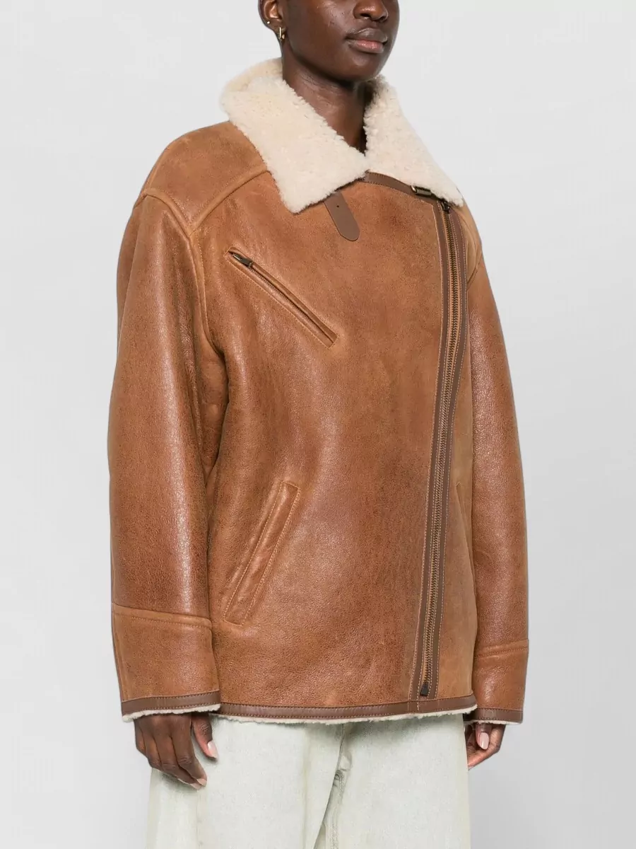 Isabel Marant Shearling Collar Leather Jacket