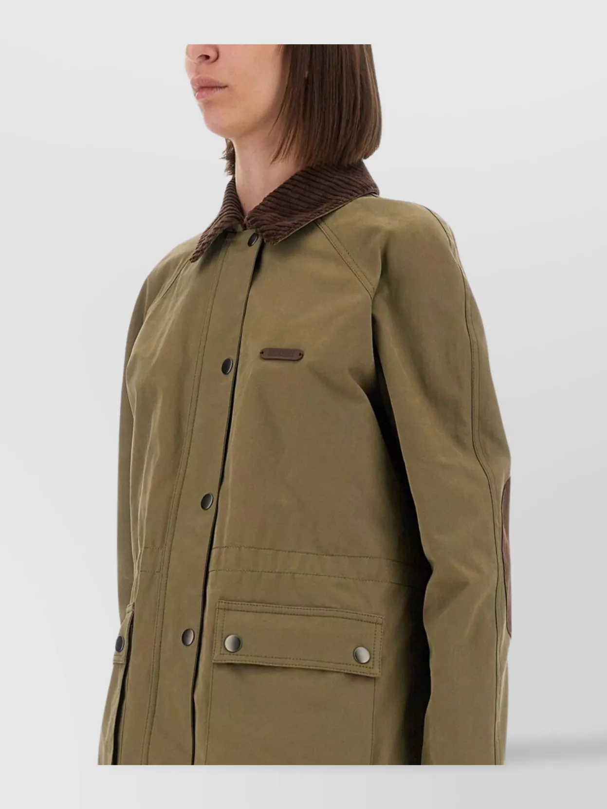 Moschino Corduroy Collar Jacket Elbow Patches In Green