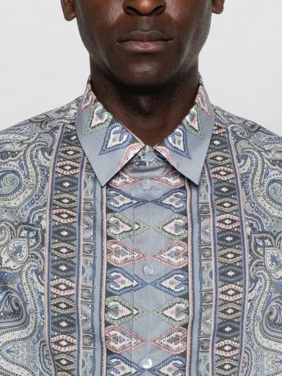 Etro Paisley Print Short-Sleeve Shirt
