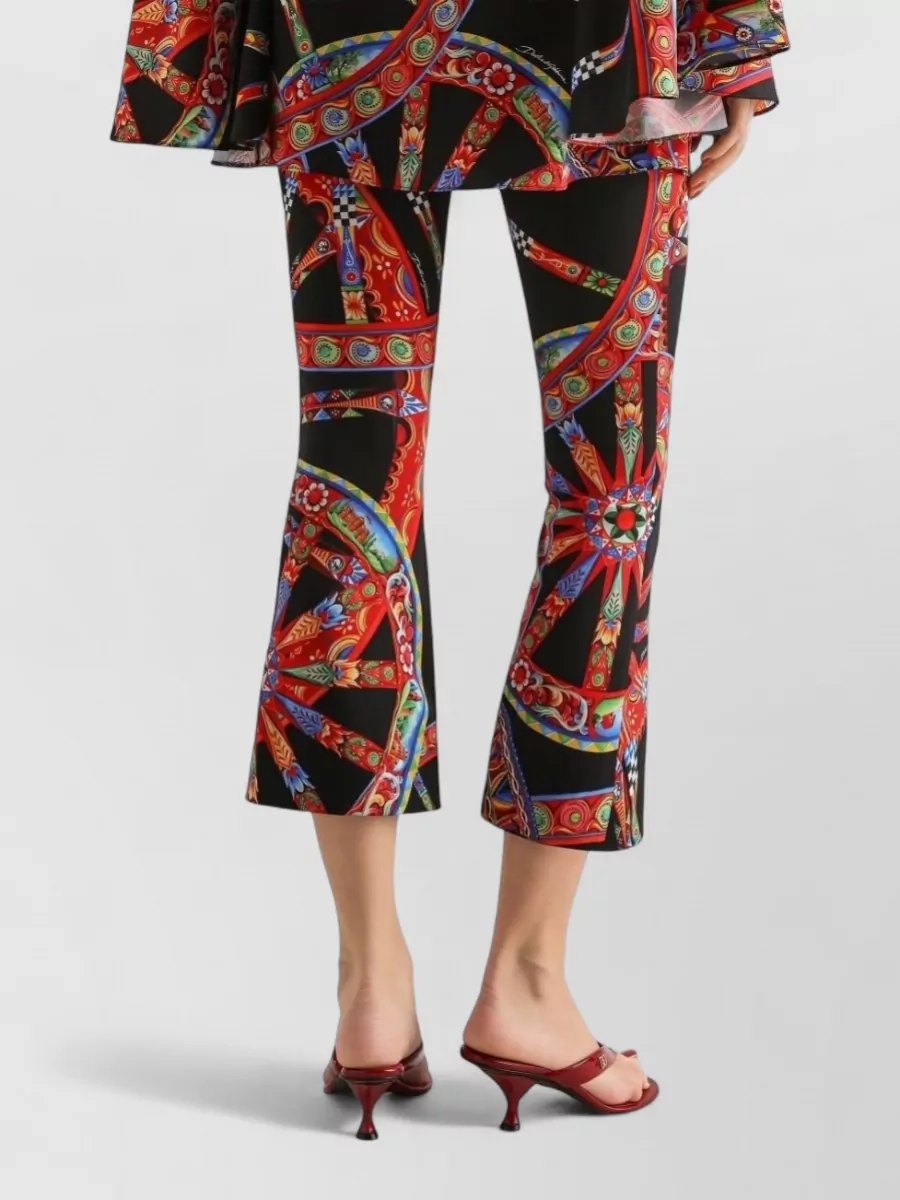 Dolce&Gabbana Silk Carretto Print Flared Trousers