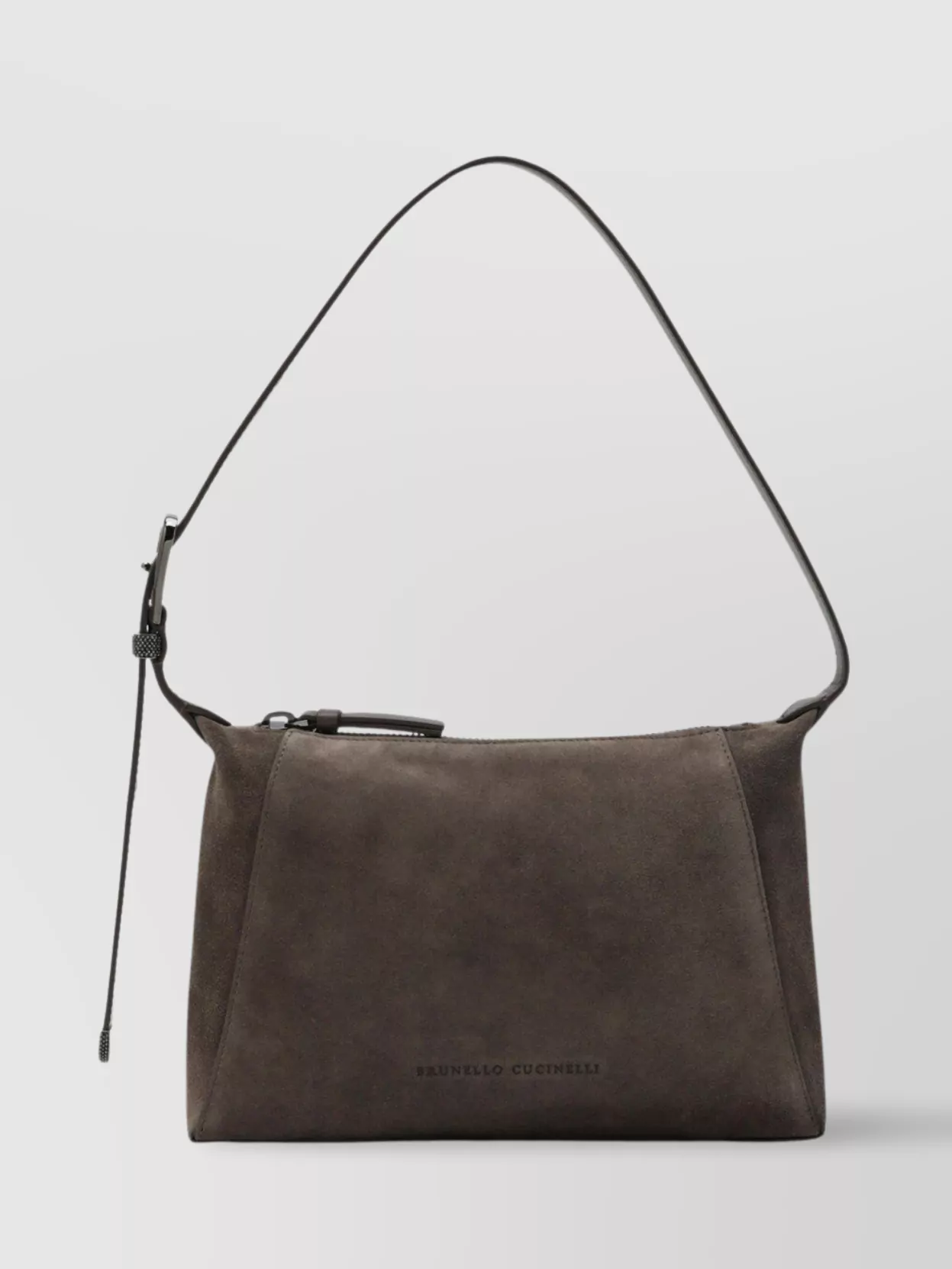 Brunello Cucinelli Suede Shoulder Bag Monile Detail In Brown