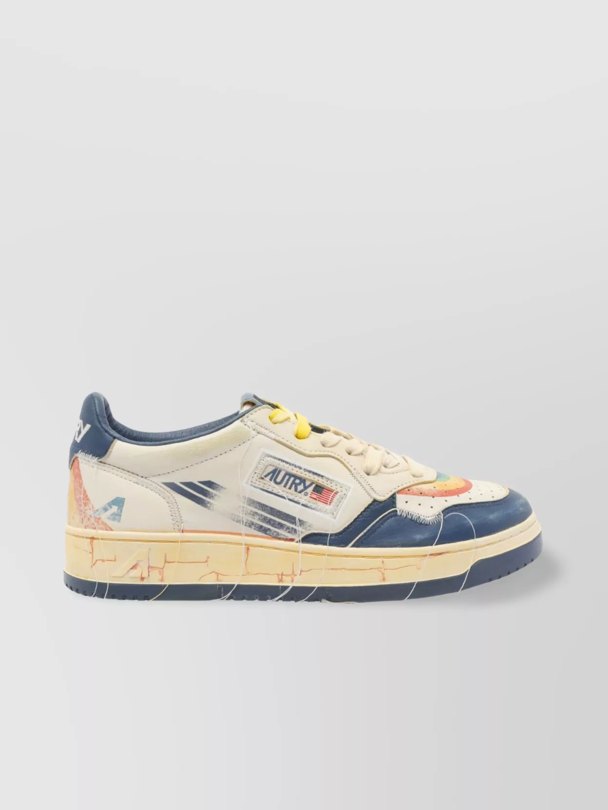 Autry Leather Sneakers With Perforated Round Toe In Neutral