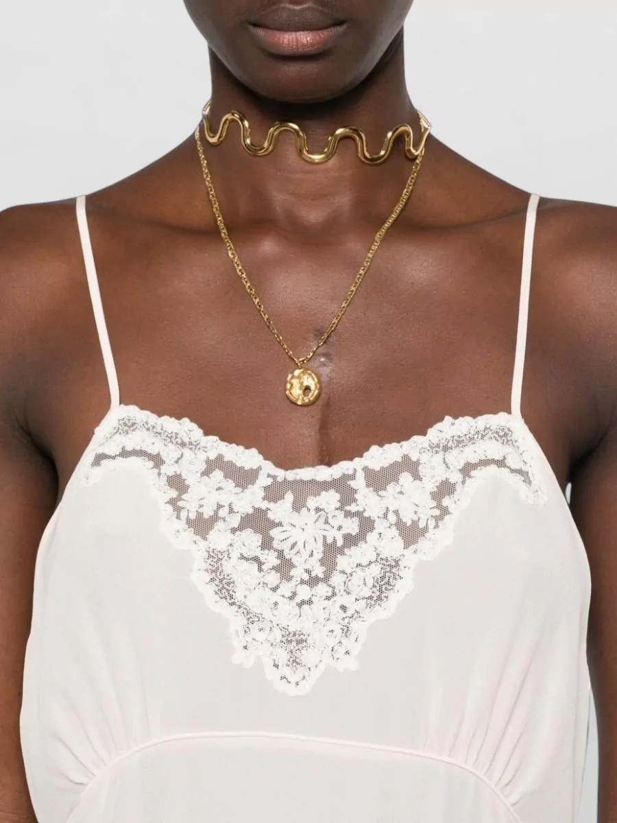 Chloé Silk Lace-Trim Spaghetti-Strap Sleeveless Nightdress
