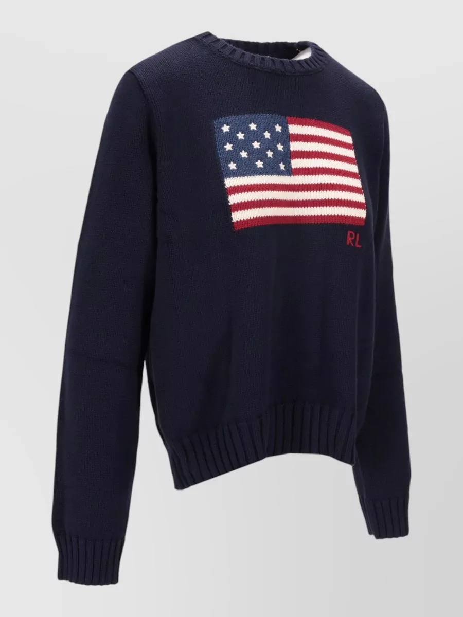 Ralph Lauren Flag Crew Neck Long Sleeve Pullover