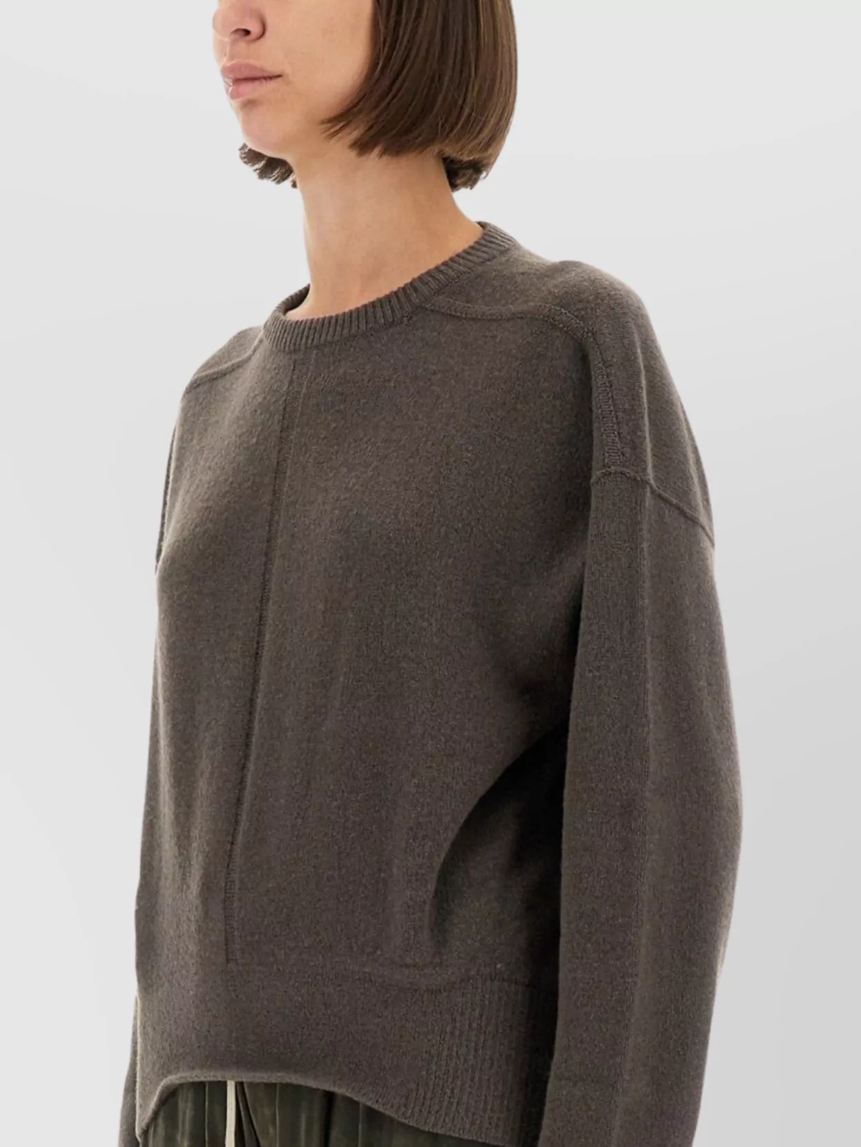 Rick Owens Long Sleeve Crew Neck Top With Dropped Shoulders