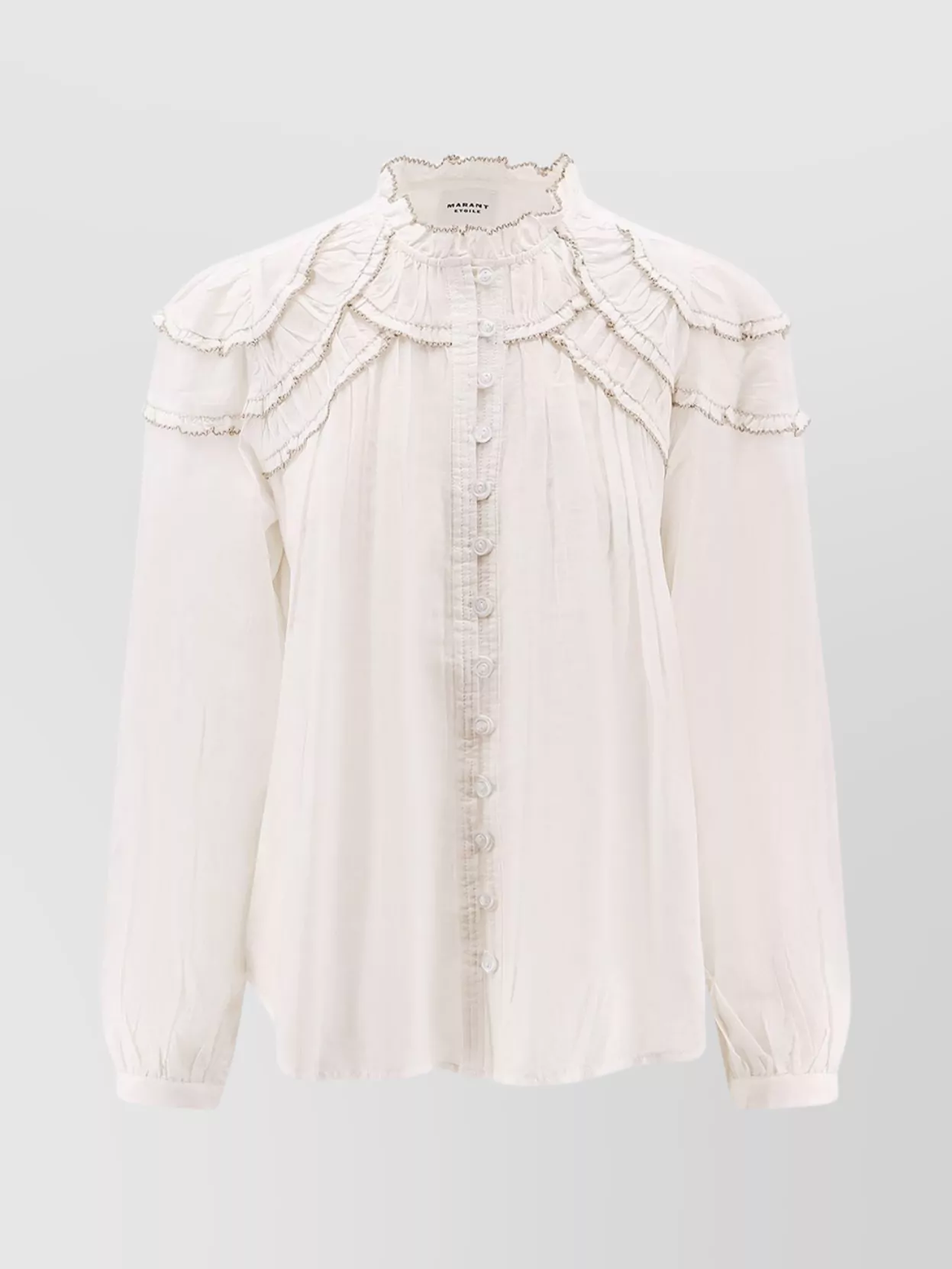 Isabel Marant Étoile Christa Cotton And Viscose Ruffled Shirt In White