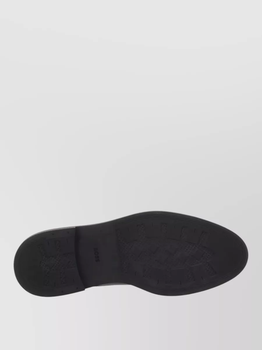 Boss Round Toe Loafers With Smooth Finish And Pull Tab