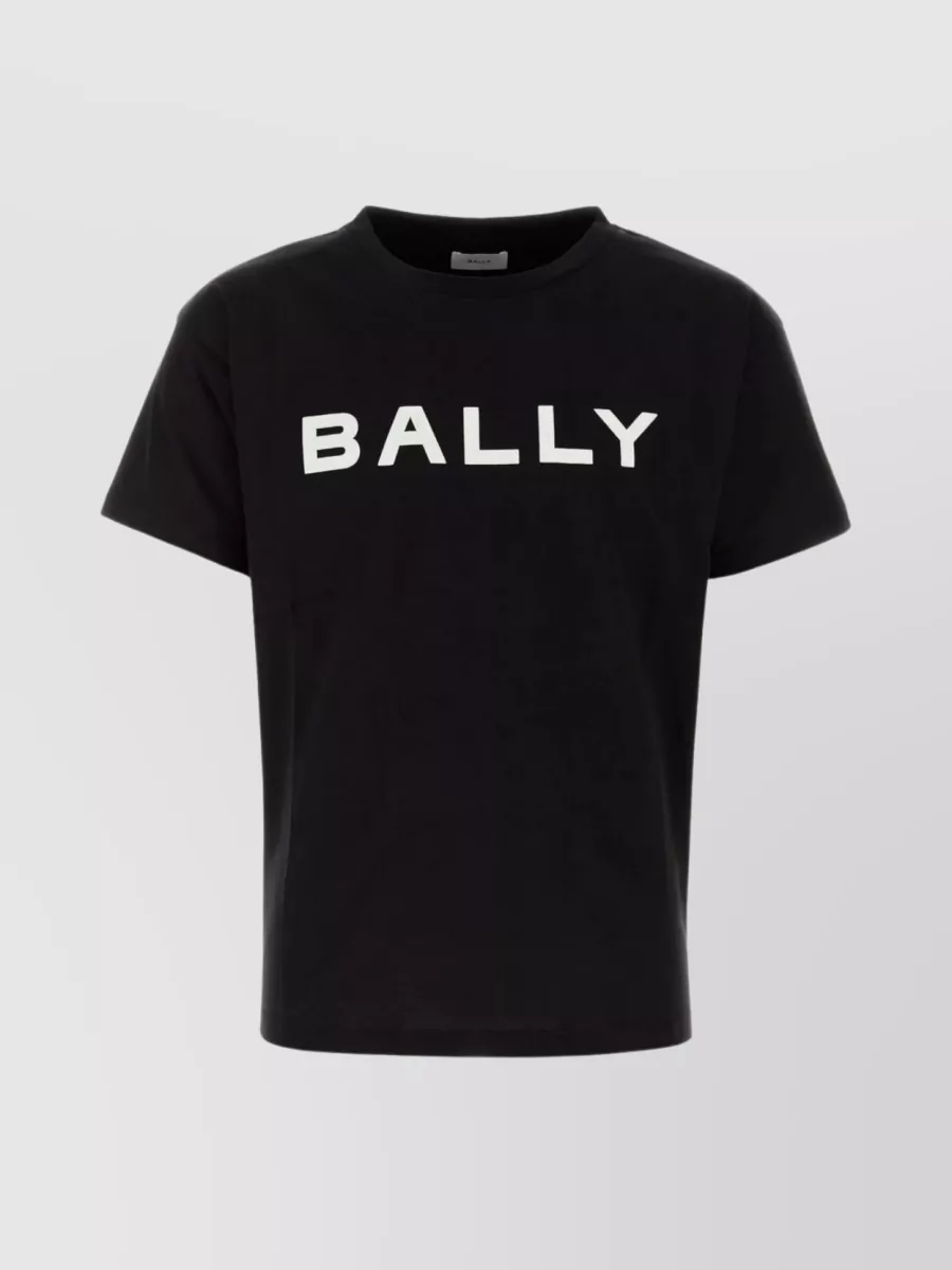 Shop Bally Ribbed Crew-neck Cotton T-shirt With Short Sleeves In Black