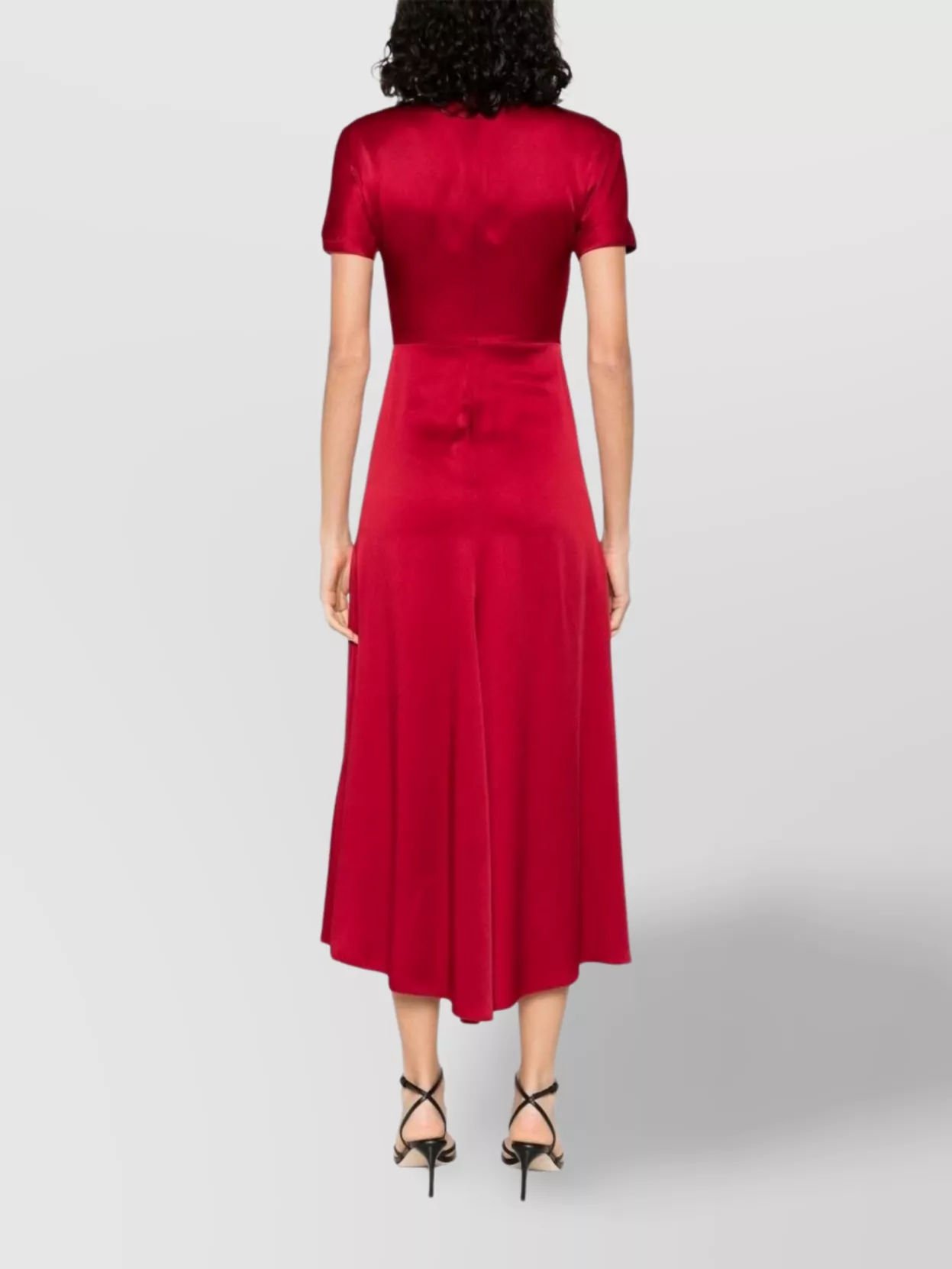 Victoria Beckham Long Satin Finish Dress With Ruched Detail