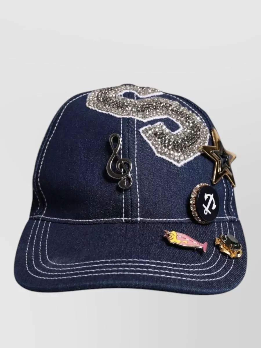 Dolce&Gabbana crystal embellished denim baseball cap