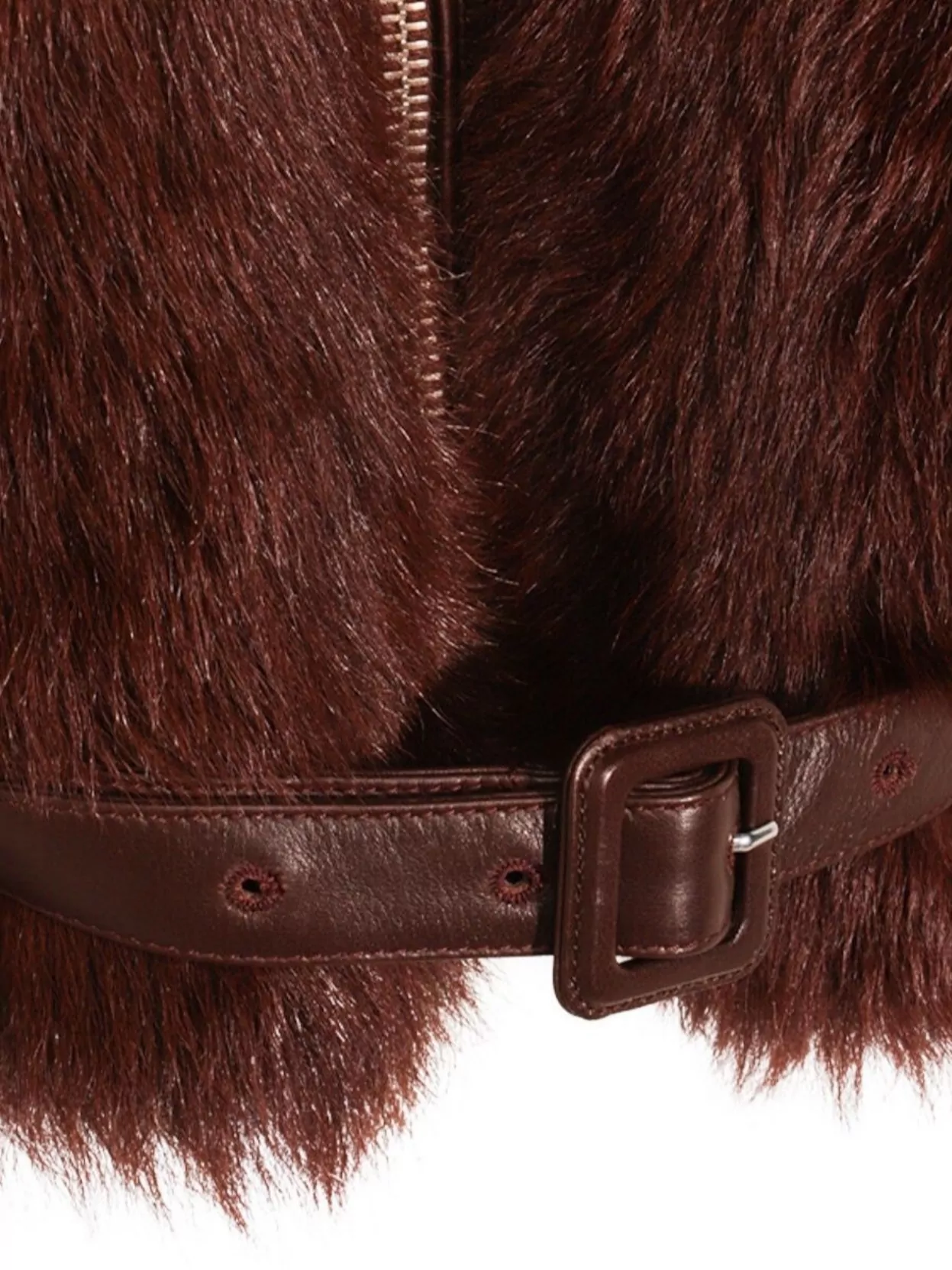 Tom Ford Leather Buckle Detail Jacket With Faux Fur In Brown