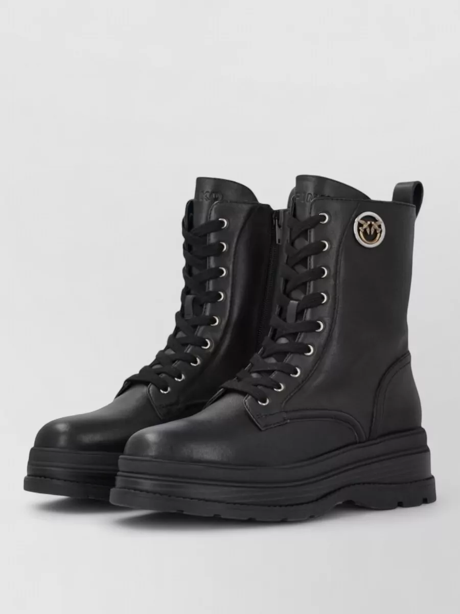 Pinko Leather Lace-Up Ankle Boots