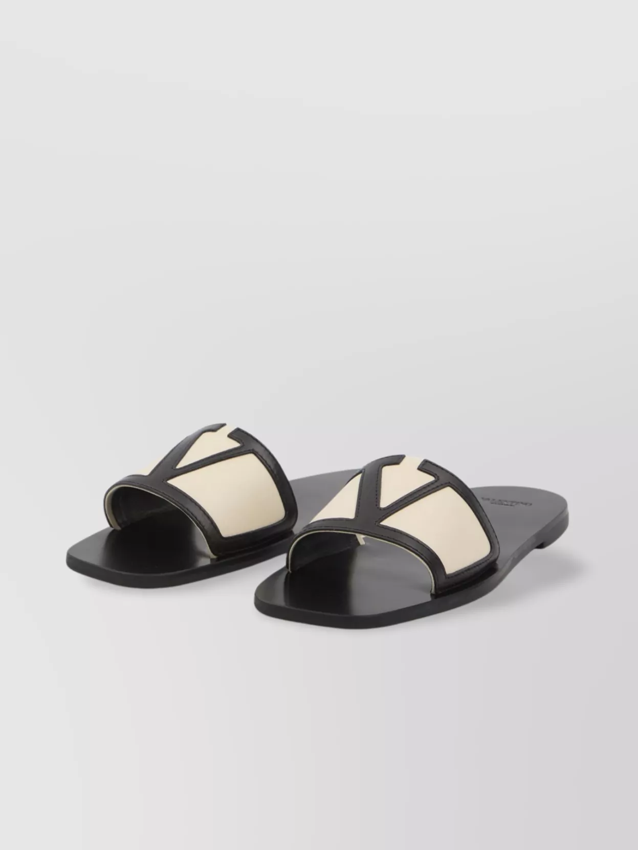 Valentino Nappa Leather Slide Sandals With Rubber Sole In Black