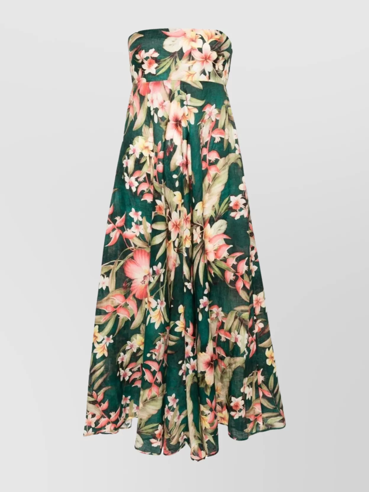 Zimmermann Bandeau midi dress with floral print linen | The Fashion Square