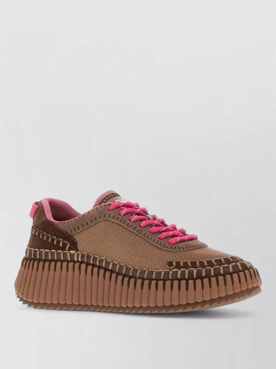 Chloé suede leather lace-up sneakers
