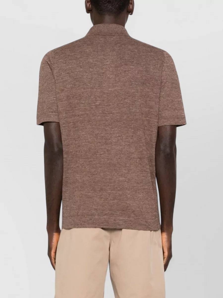 Brunello Cucinelli Cotton Linen Blend Short Sleeve Polo
