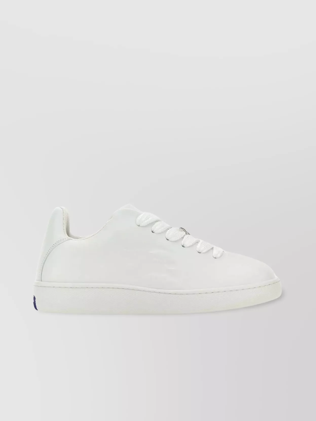 Shop Burberry Round Toe Leather Low-top Sneakers In White
