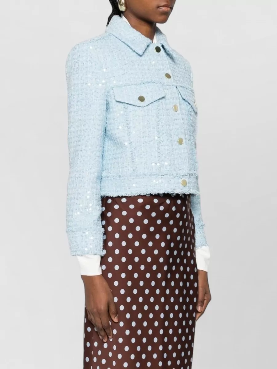 Alice + Olivia Sequined Cropped Tweed Jacket