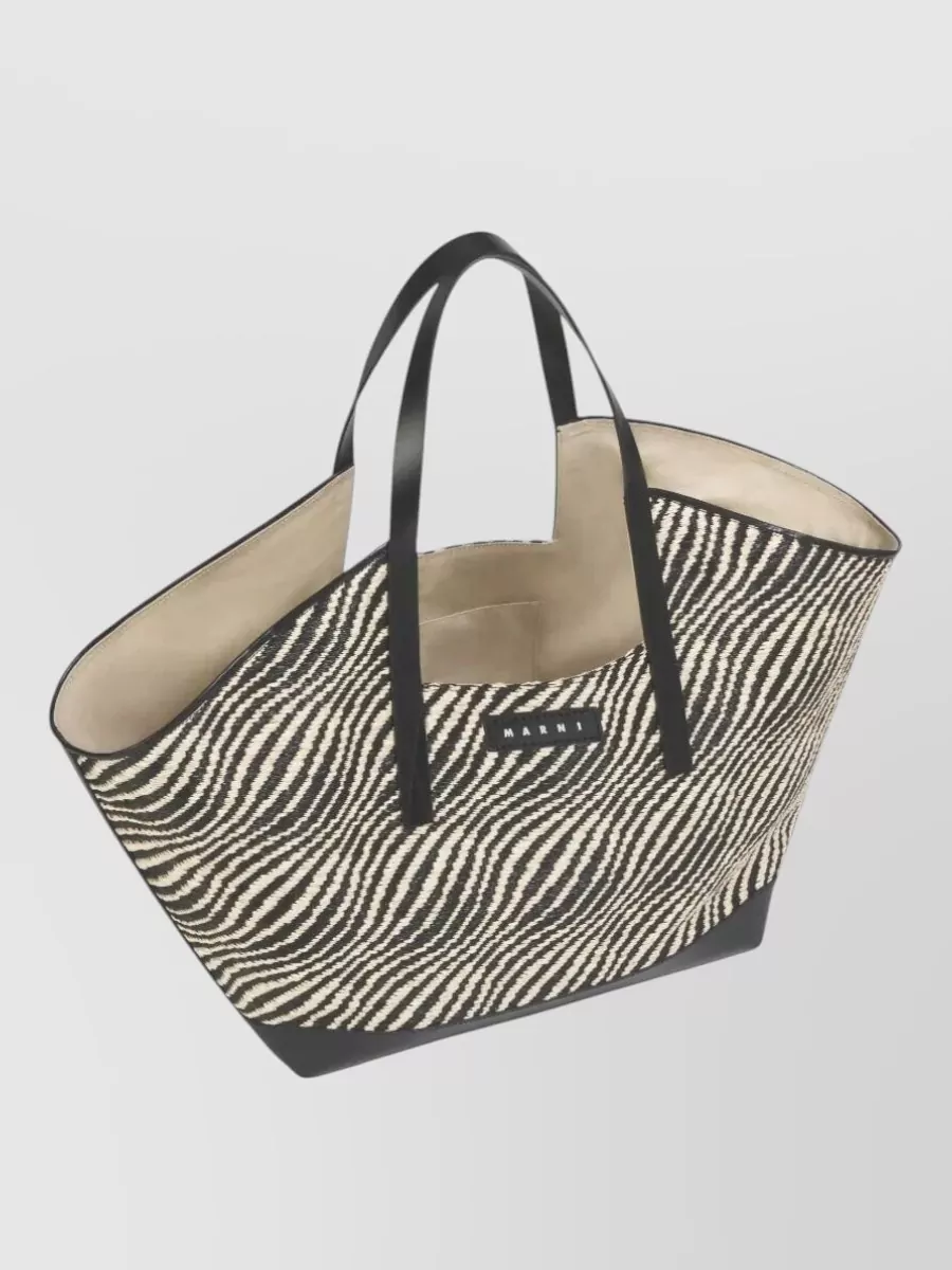 Marni Zebra Pattern Tote Bag Dual Handles Leather