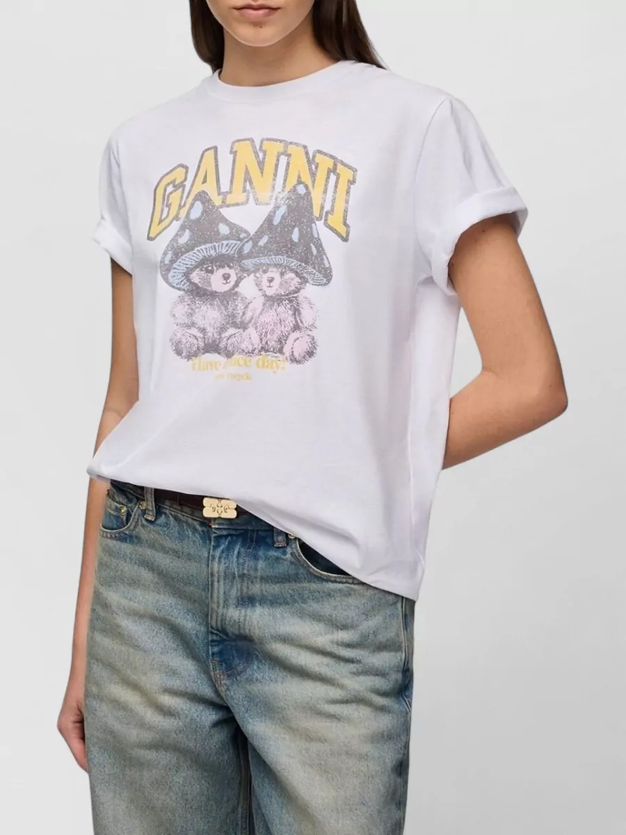 Ganni Cotton Printed T-Shirt