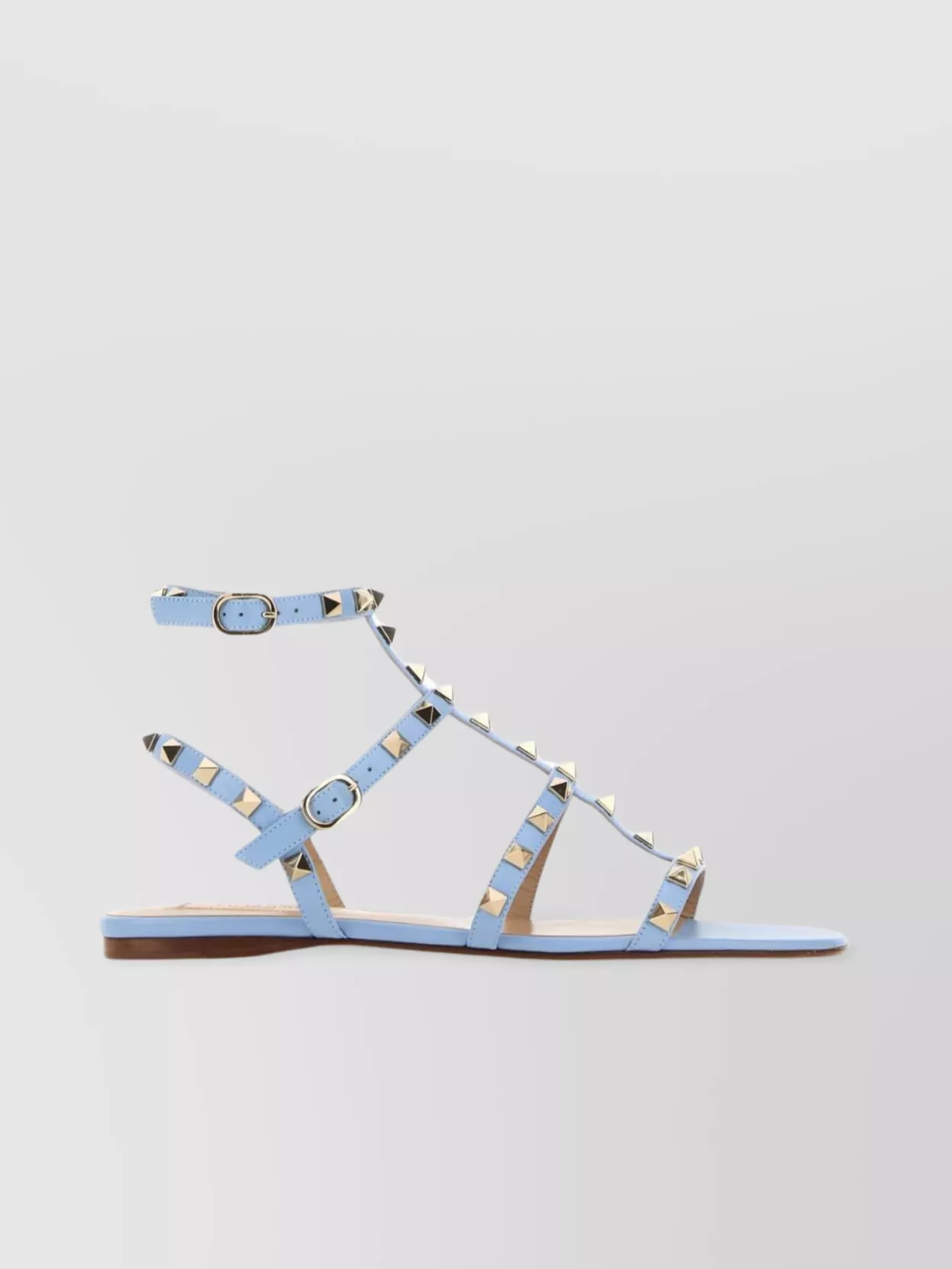 Shop Valentino Leather Sandals With Strappy Rockstud Embellishments In Pastel