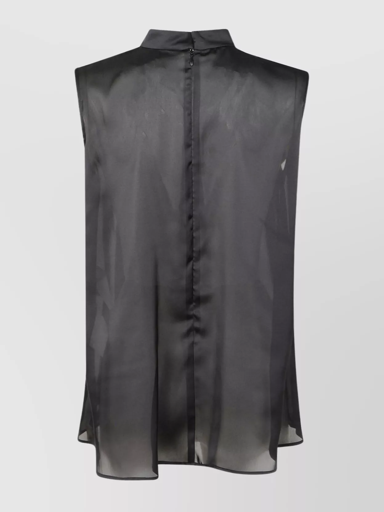 Sacai Ruffle Sheer Sleeveless Top In Black