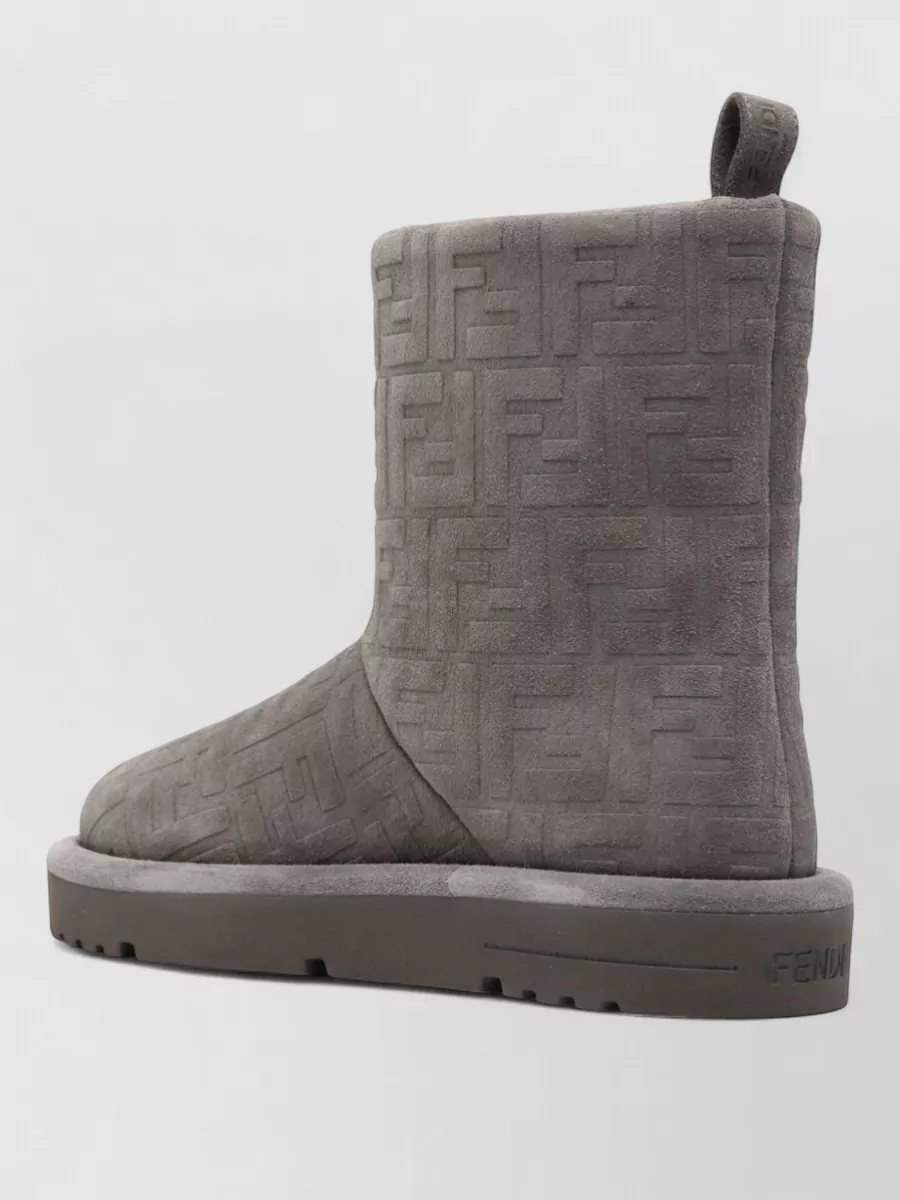 Fendi City Boots Embossed Pattern Flat Sole