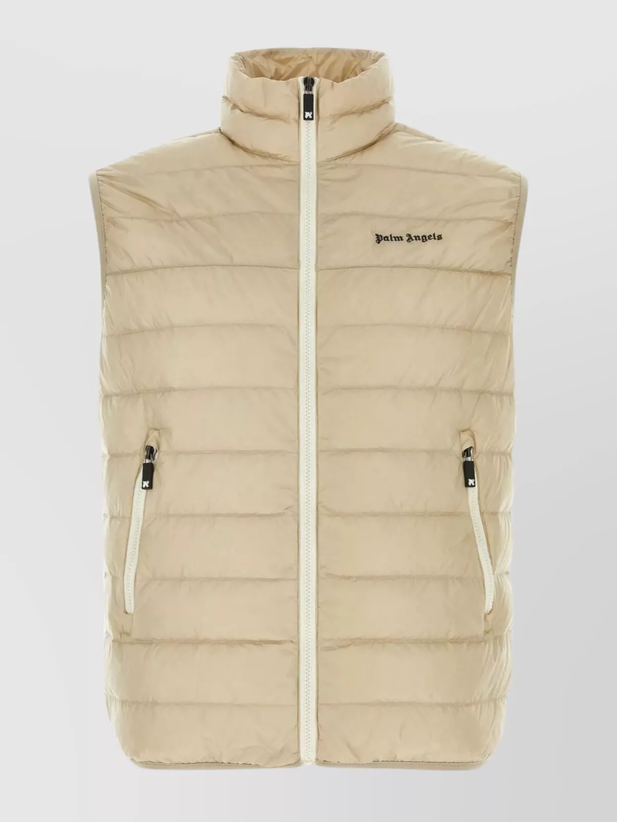 Shop Palm Angels Sleeveless Quilted Down Jacket With High Neck