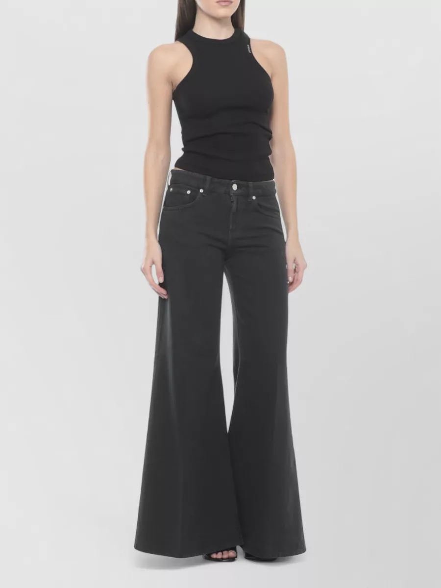 Dondup Cotton High-Rise Wide-Leg Jeans