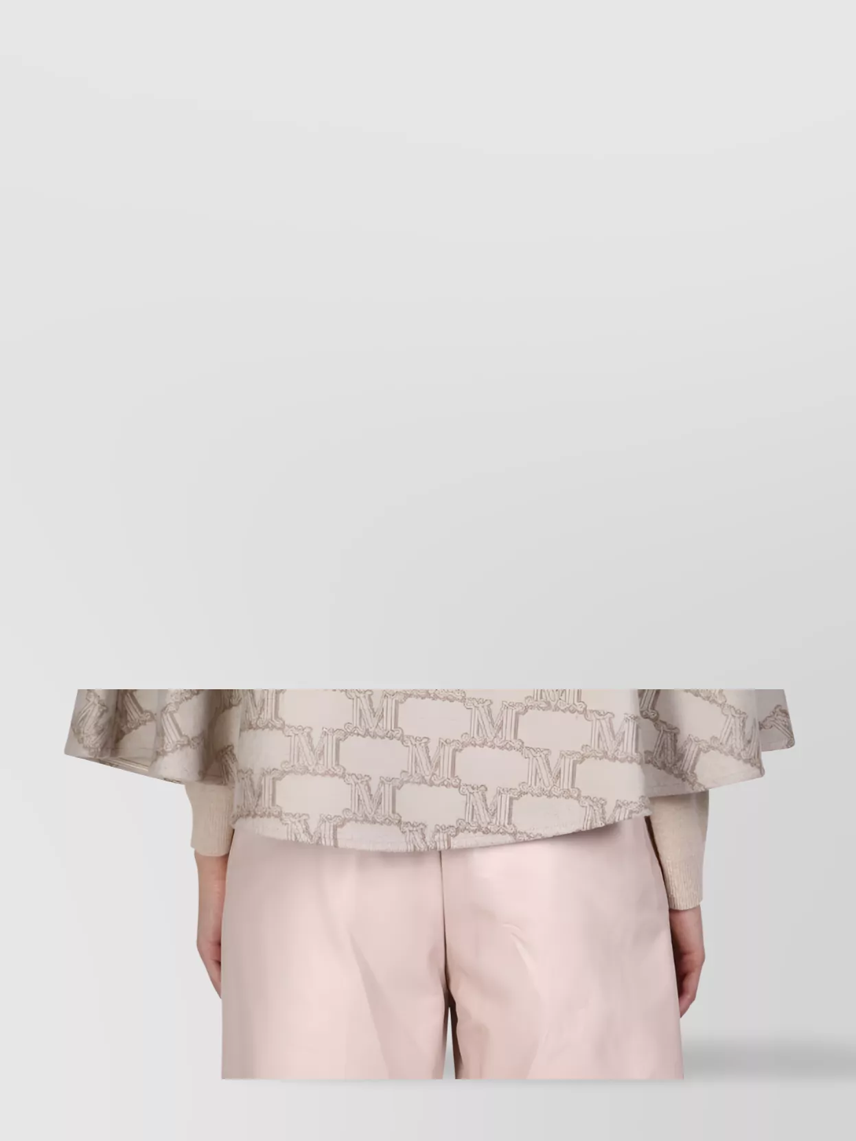Max Mara Cape With Jacquard Pattern And Button Detail In Gray