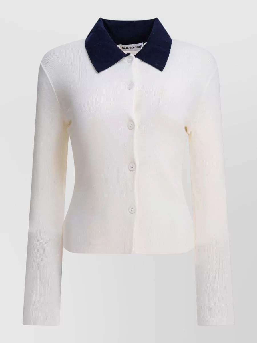 Self-Portrait Wool slim-fit long-sleeve cardigan