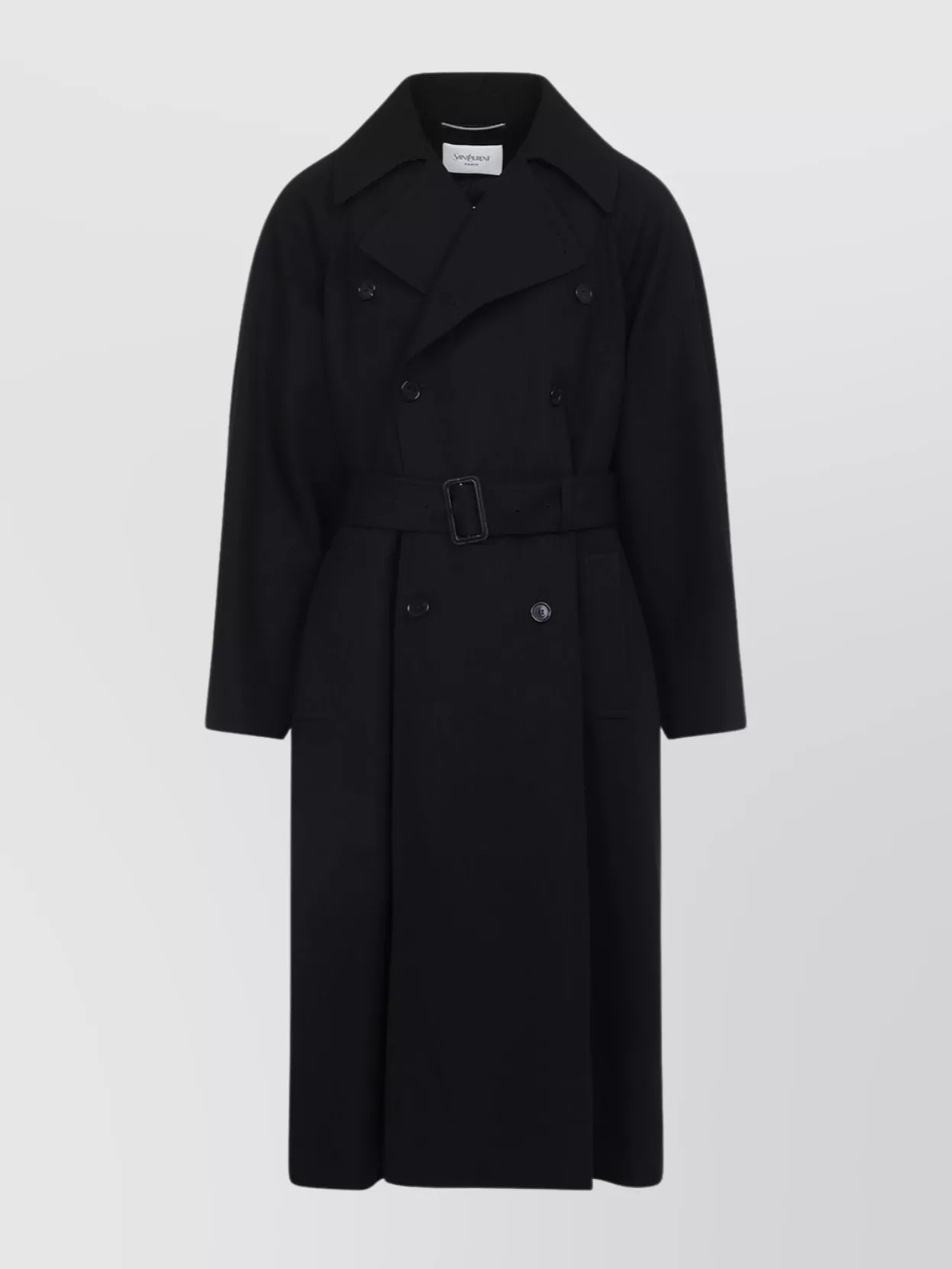 Saint Laurent Wool Coat With Central Back Slit In Blue