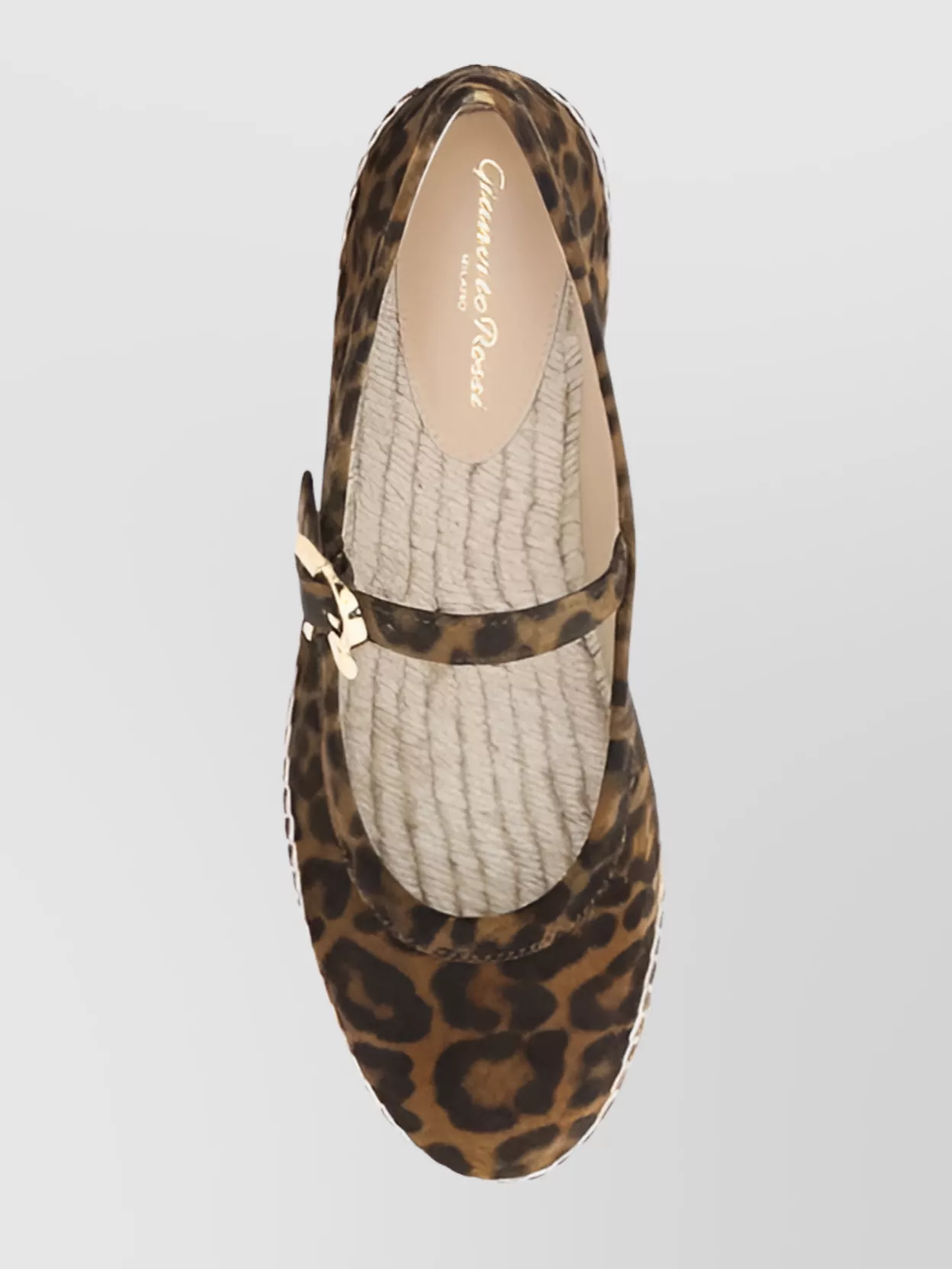 GIANVITO ROSSI ANIMAL PATTERN ROPE SOLE BALLERINA SHOES