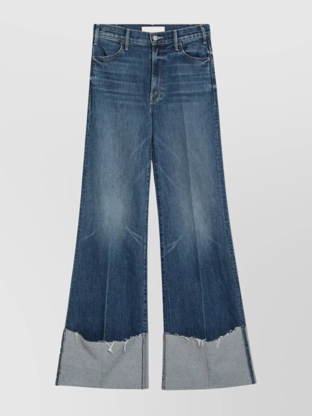 Mother Flared Jeans With Frayed Hem And Pockets