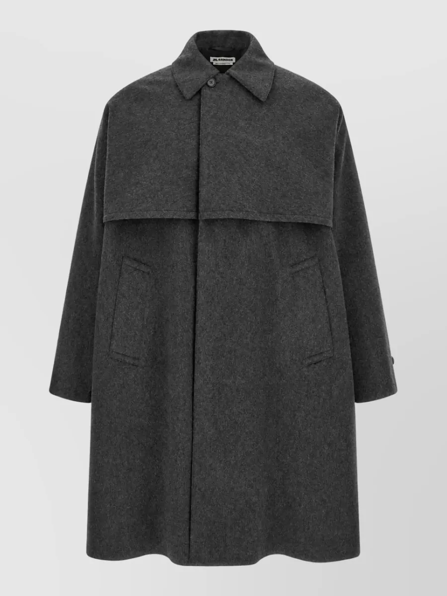 Jil Sander wool cape detail coat