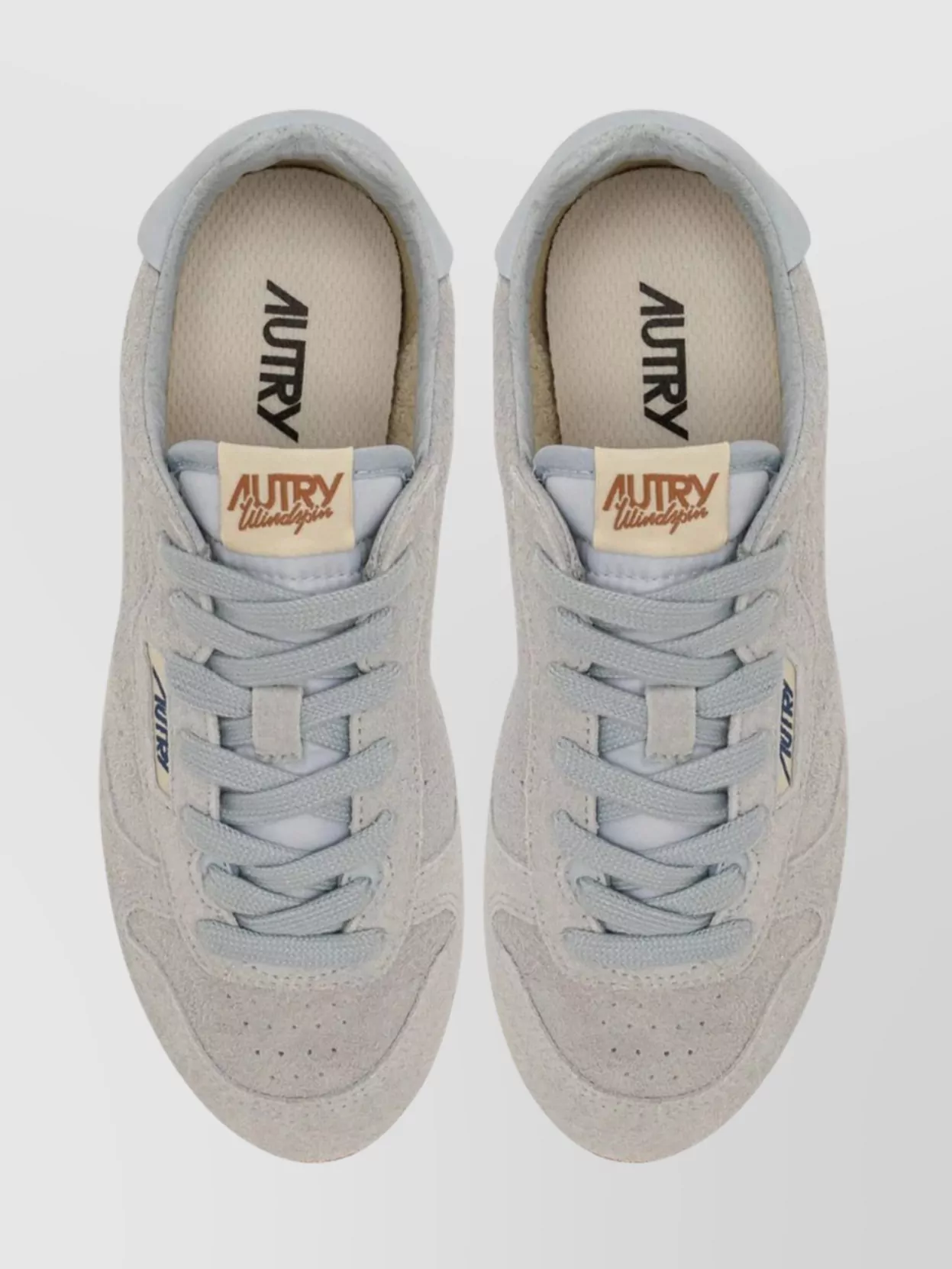 Autry Windspin Low Suede Sneakers With Ultra-flat Sole In Gray