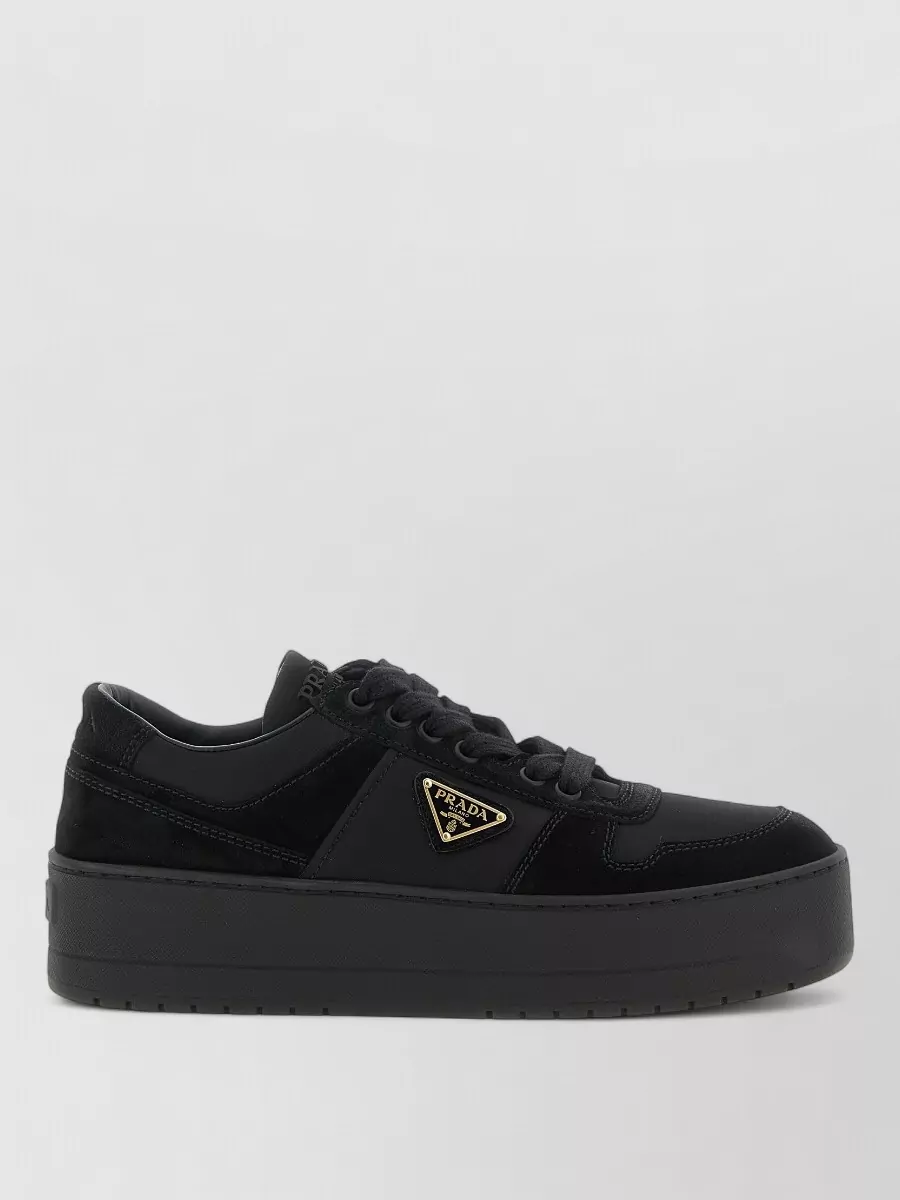 Prada Leather Platform Lace-Up Sneakers