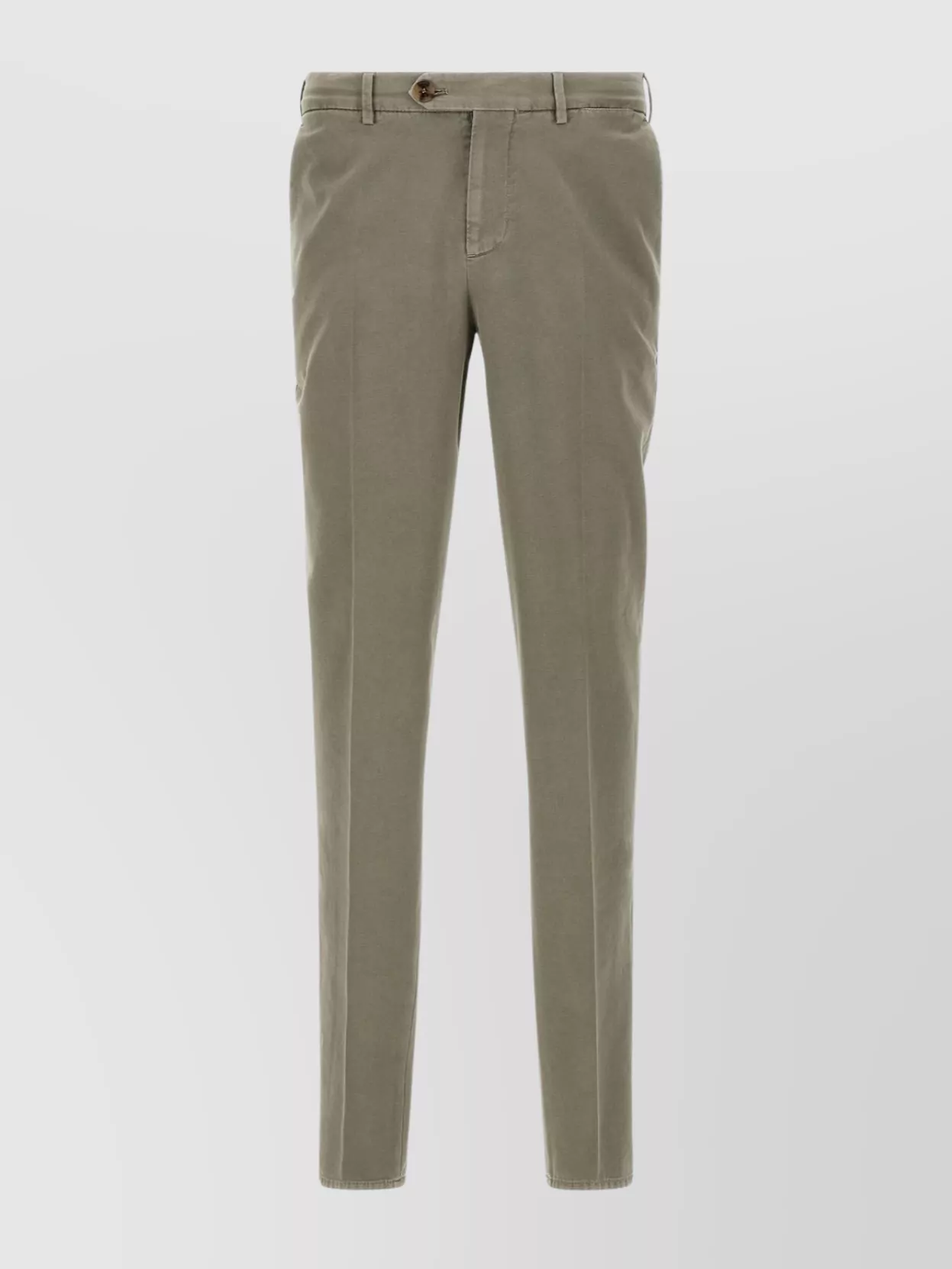 Brunello Cucinelli Cotton Trousers With Back Pockets And Belt Loops In Green