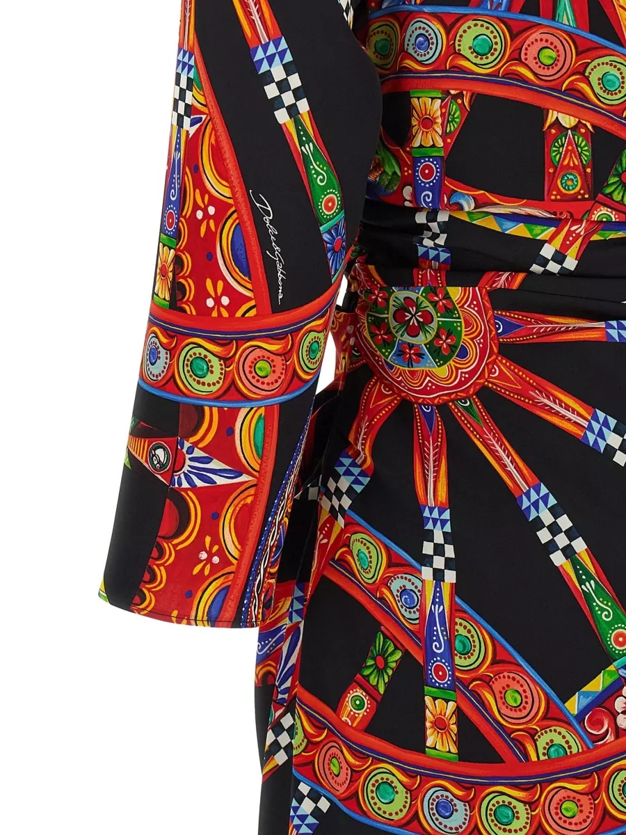 Dolce&Gabbana Silk Printed Draped Midi Dress