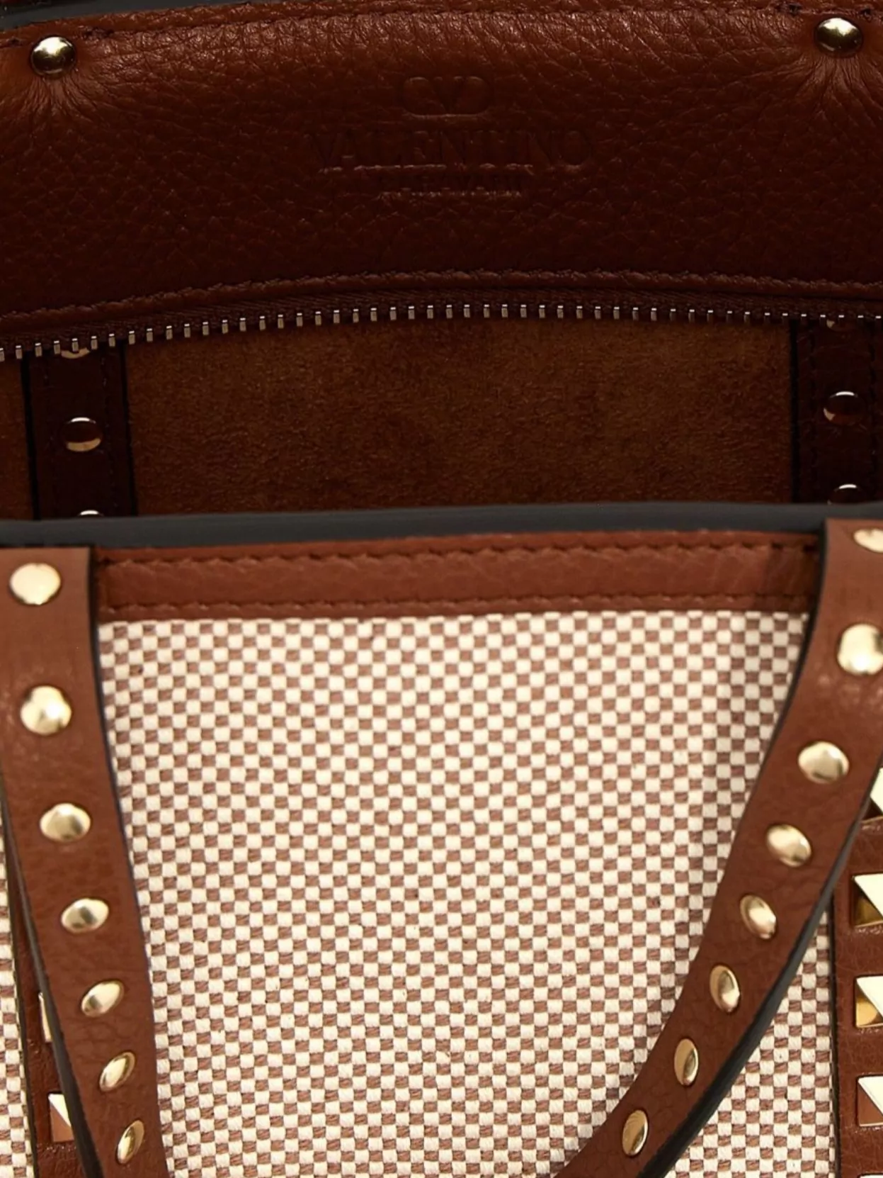 Valentino Garavani Rockstud Checkered Small Shopping Bag
