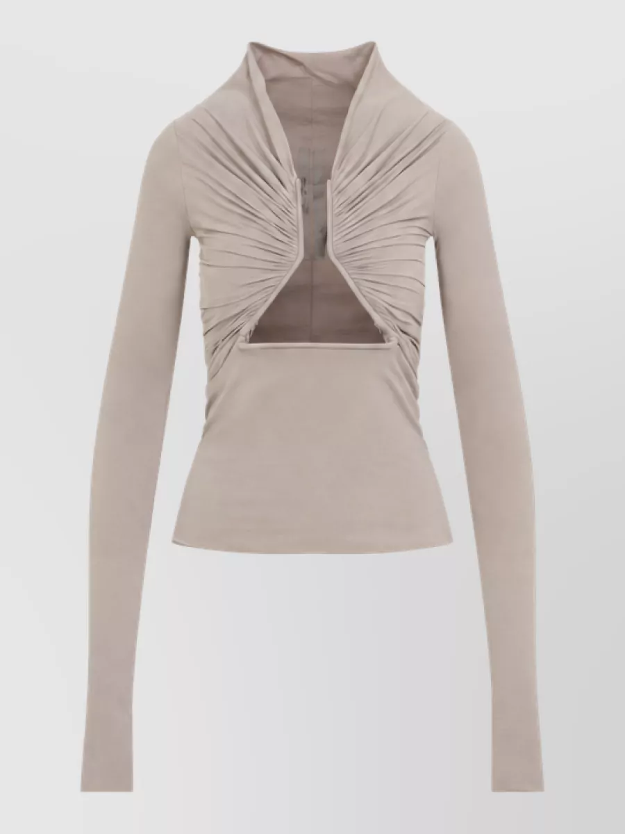 Rick Owens draped cutout long-sleeve jersey top
