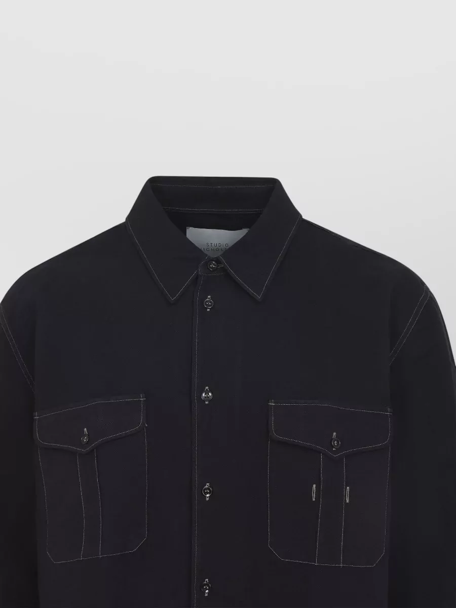 Studio Nicholson Louro Shirt Chest Pockets Long Sleeves