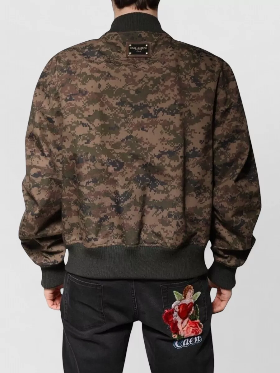 Dolce&Gabbana Camouflage Print Cotton Bomber Jacket